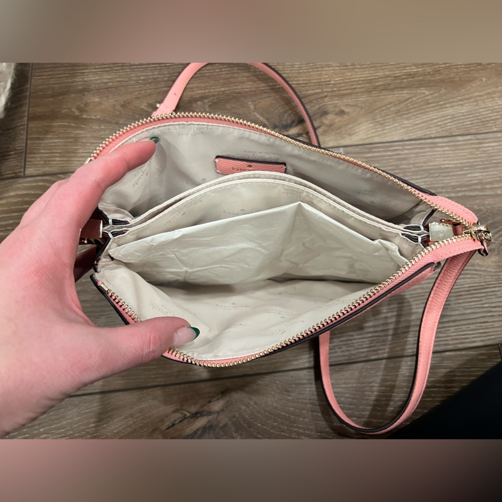 Kate Spade Leila Triple Gusset Crossbody Bag Peachy Rose Pink - Picture 8 of 12